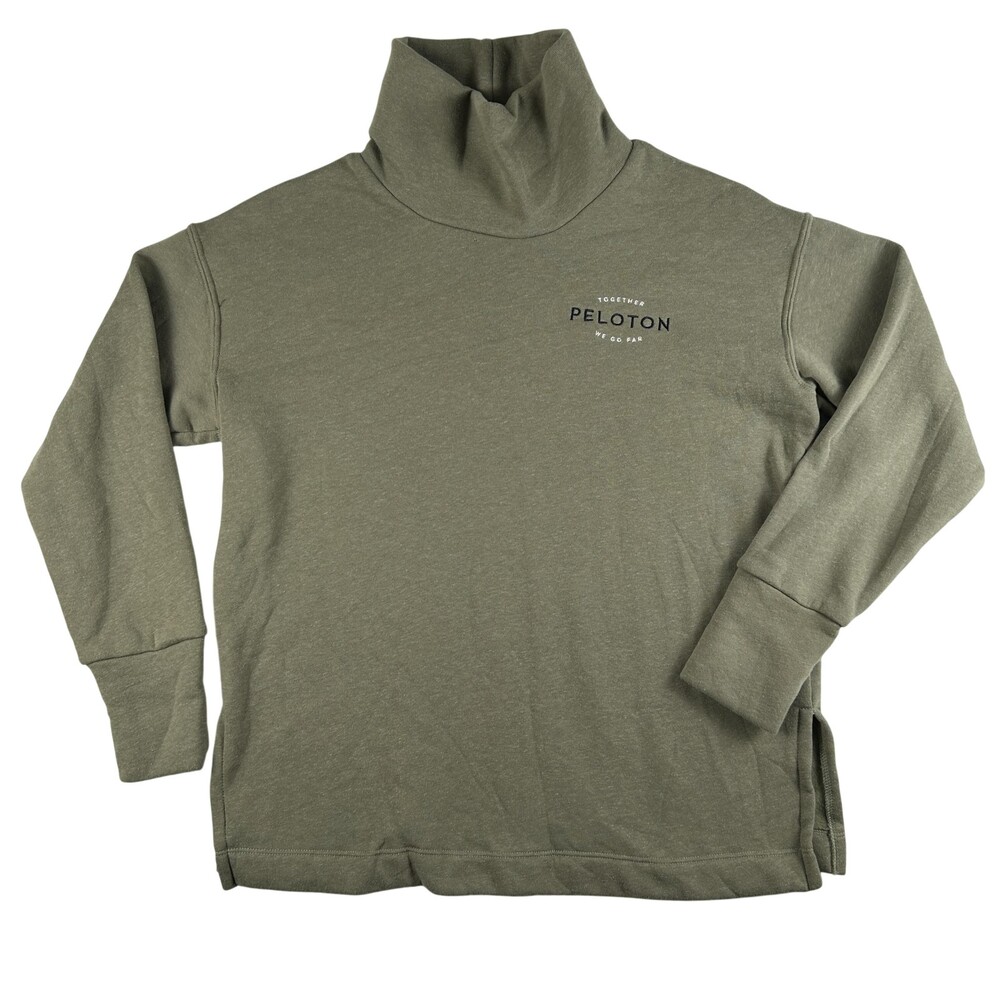 Peloton Sweatshirt Womens Large Roll Neck Green Fleece Together We Go Far Logo